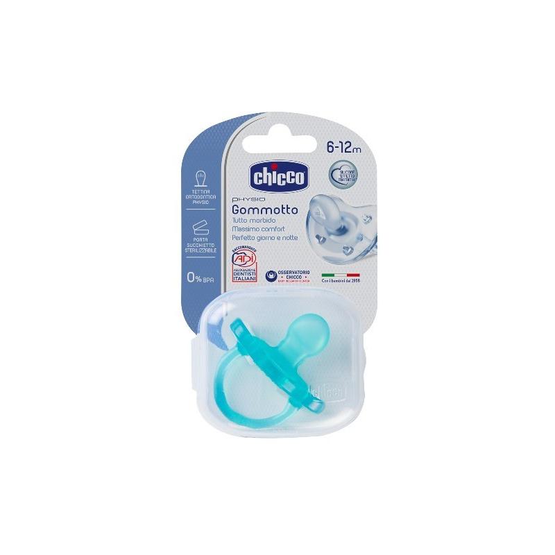 Chicco Physio Gommotto in Silicone 1 Pezzo Colore Blu 6-12 Mesi