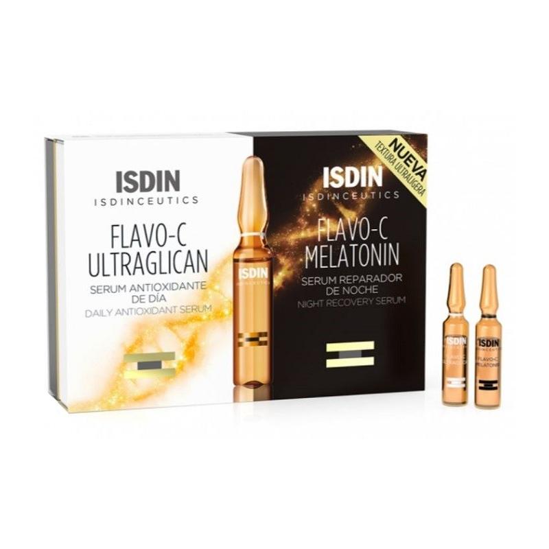 Isdin Flavo-c Melatonin & Ultraglican 20 Fiale Kit Anti-invecchiamento