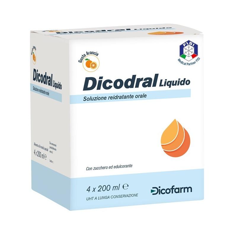 Decofarm Dicrodal Liquido 4 Brick X 200 Ml Soluzione Reidratante Gusto Arancia