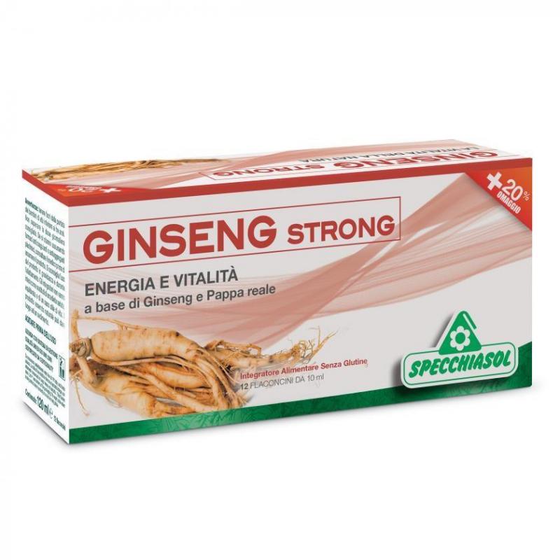 Specchiasol Ginseng Strong 12 Flaconcini x 10 ml Integratore Tonico Mentale