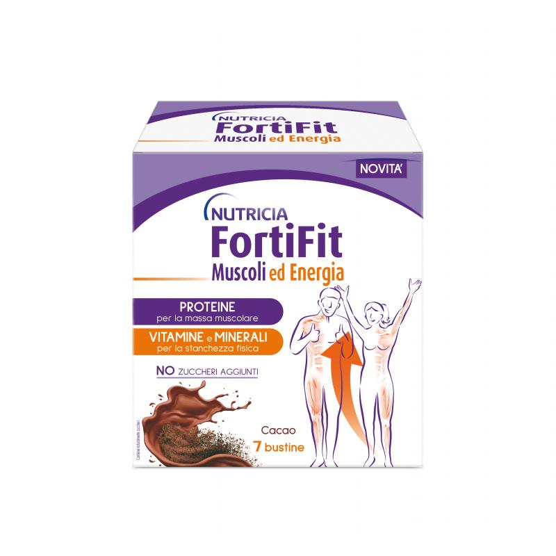 Nutricia FortiFit Muscoli ed Energia è aromatizzato con un gradevole gusto al cacao!