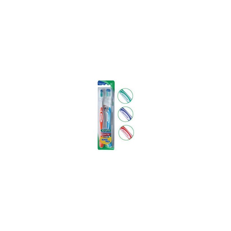 Gum Super Tip 463 Compact Spazzolino Medio Bonus Pack 2 Pezzi