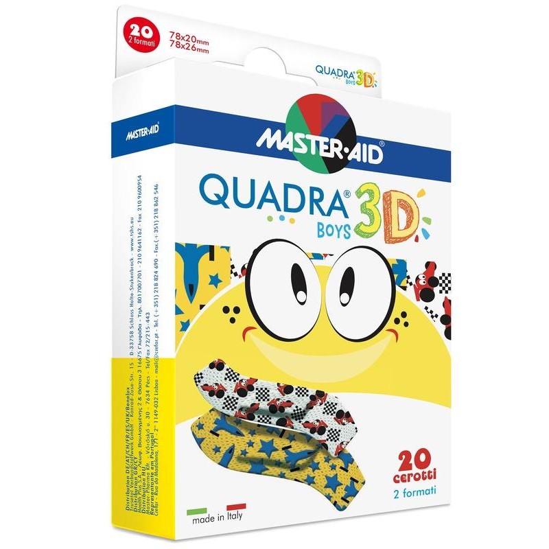 Cerotto Master-aid Quadra 3d Boys 20 Pezzi Assortiti