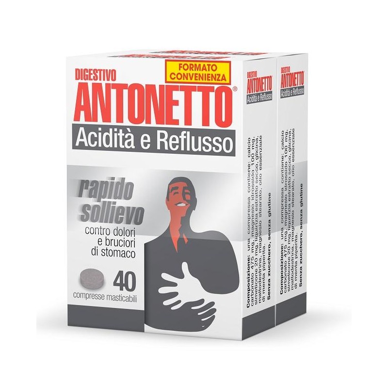 Digestivo Antonetto Acidita' E Reflusso 40 Compresse Masticabili