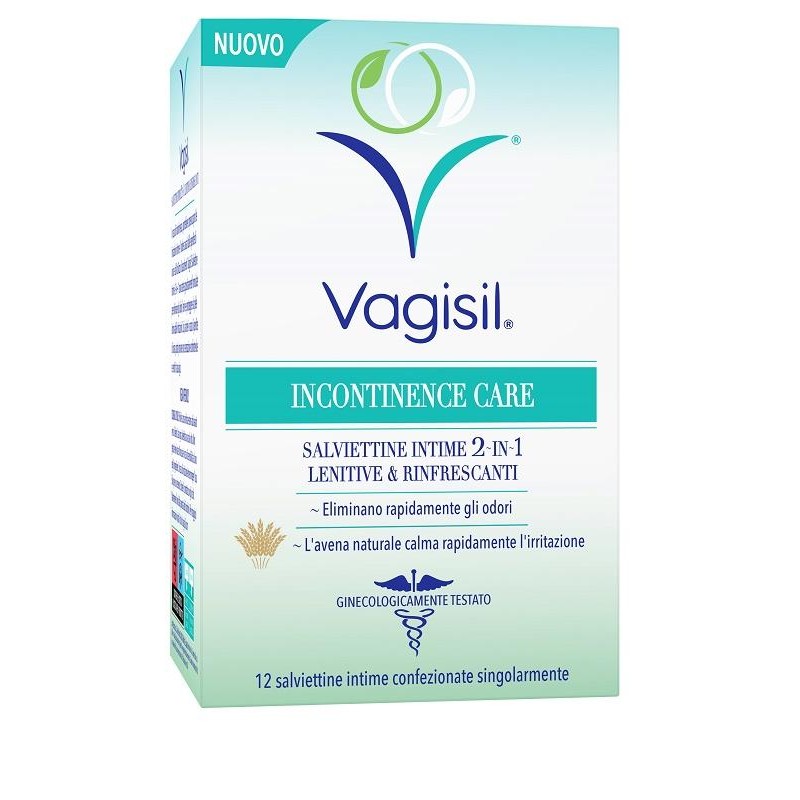 Vagisil Incontinence Care Salviettine Intime 2in1 Lenitive & Rinfrescanti 12 Pezzi