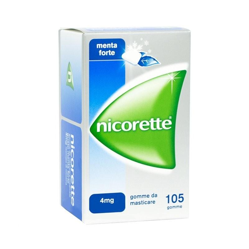 Nicorette 105 Gomme da Masticare per Smettere di Fumare Gusto Menta Forte 4MG