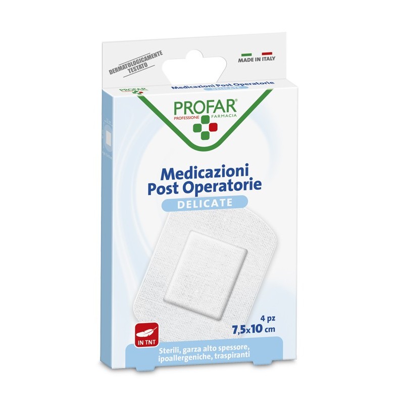 Medicazione Post Operatoria Sterile Garza Antiaderente 7,5x10 Cm 4 Pezzi Profar