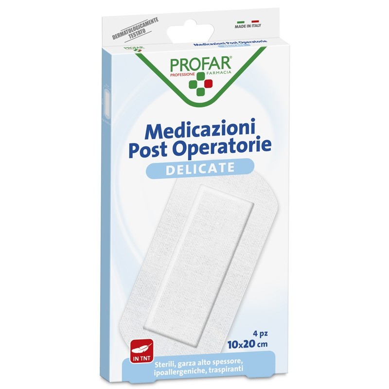 Medicazione Post Operatoria Sterile Garza Antiaderente 10x20 Cm 4 Pezzi Profar