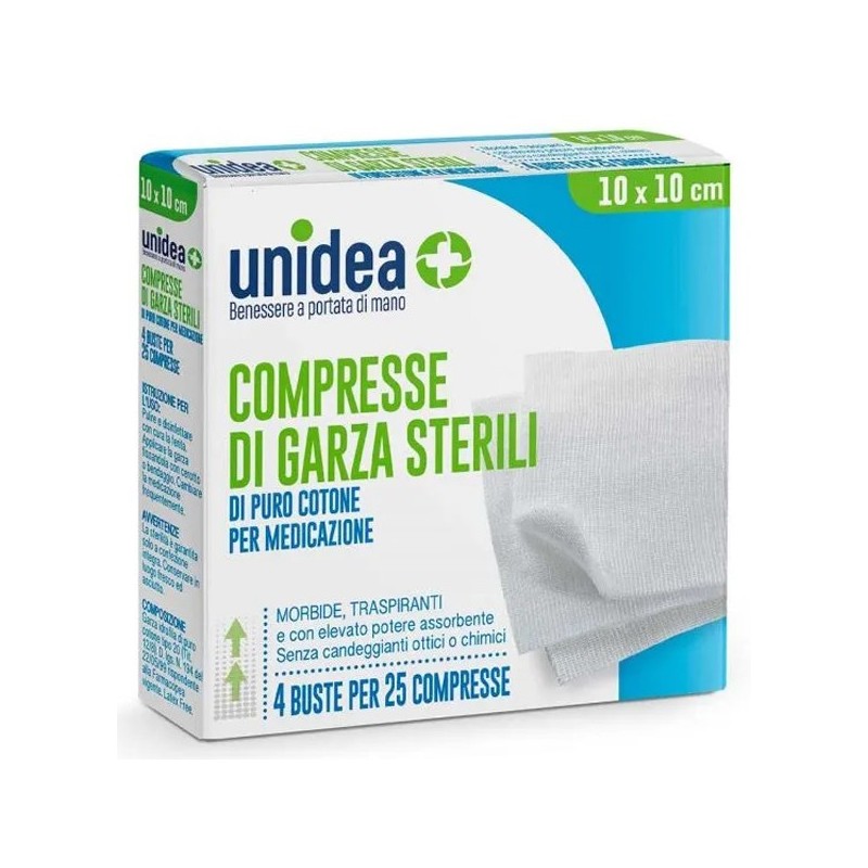 Garza Compressa Unidea Cotone 10 X 10 Cm 100 Pezzi