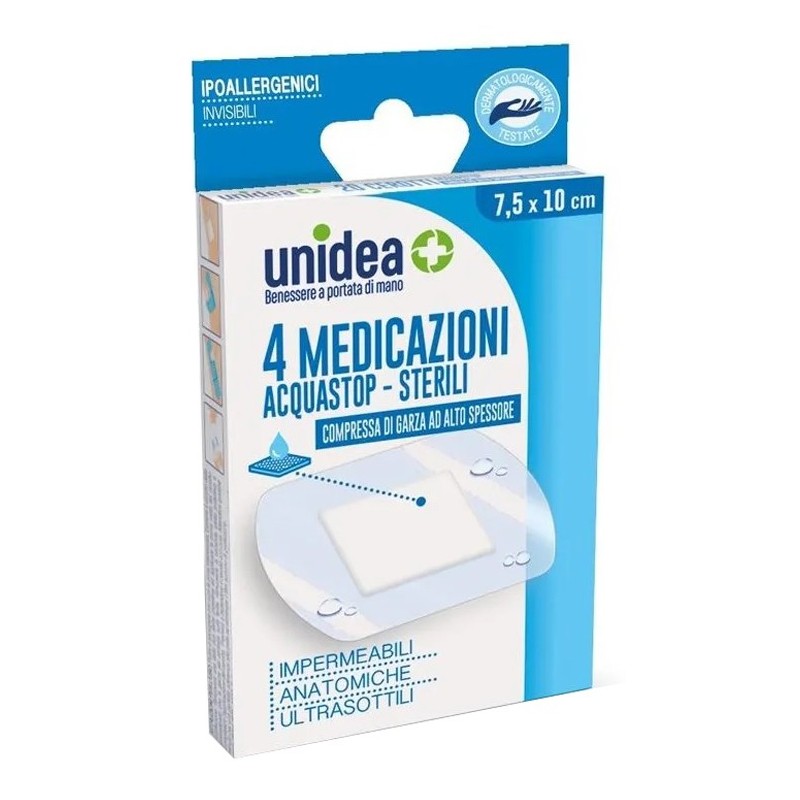 Medicazione Unidea 7,5 X 10 Cm Sterile Impermeabile 4 Pezzi