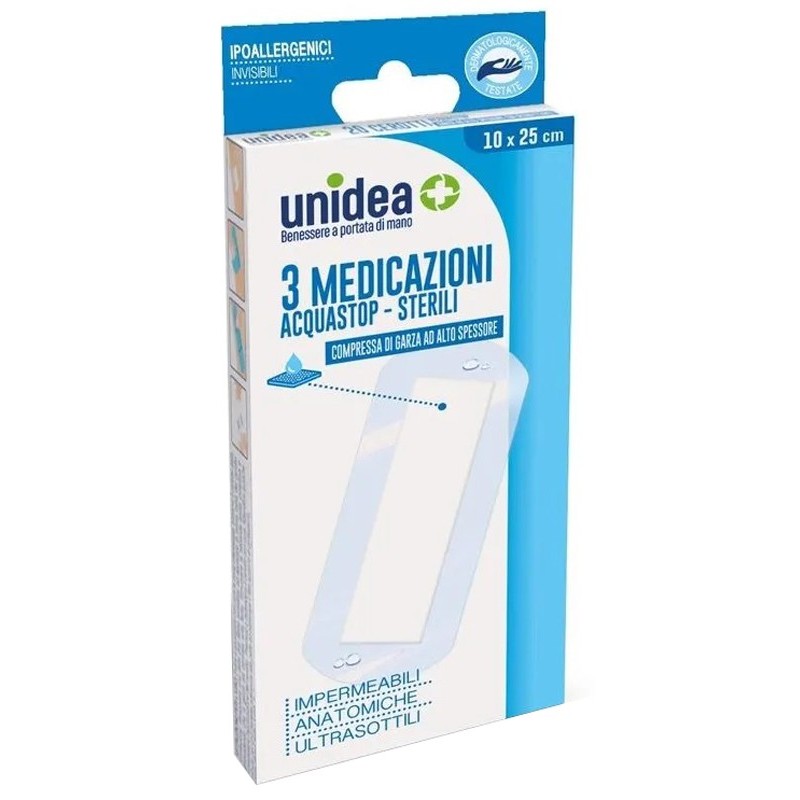 Medicazione Unidea 10 X 25 Cm Sterile Impermeabile 3 Pezzi