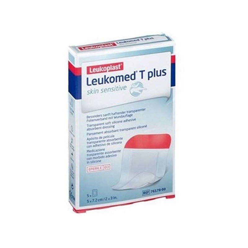 Leukomed T Plus Skin Sensitive Medicazione Post-operatoria Trasparente Impermeabile Con Massa Adesiva Al Silicone 5x7,2cm 5 Pezz