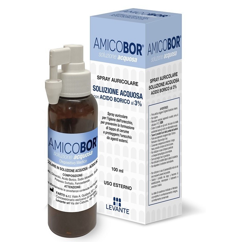 Soluzione Acquosa Per Irrigazione Dell'orecchio Amicobor 100 Ml