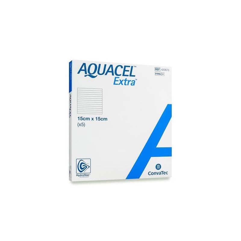 Medicazione In Tecnologia Hydrofiber In Carbossimetilcellulosa Sodica E Cellulosa Rigenerata Aquacel Extra 15x15 Cm 5 Pezzi