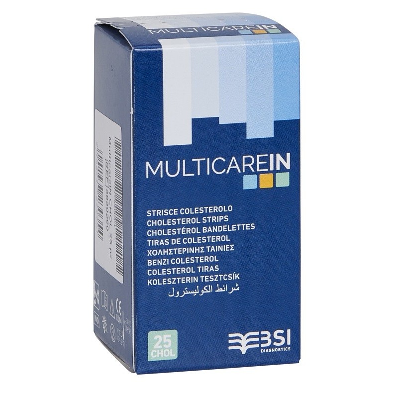 Test Colesterolemia Multicare In Colesterolo In Strisce Con Aspirazione Capillare 25 Pezzi