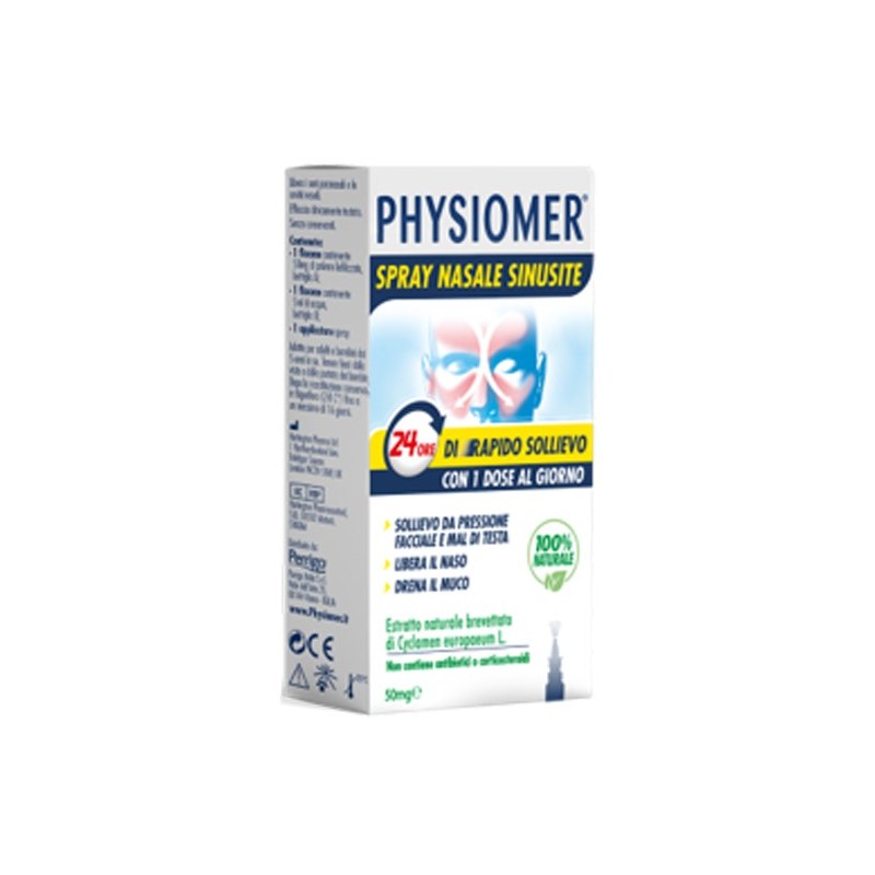 Physiomer Spray Nasale Sinusite 2 Pezzi 1 Flacone Da 50 Mg Di Estratto Di Ciclamino Naturale Liofilizzato + 1 Fiale Da 5 Ml Di S