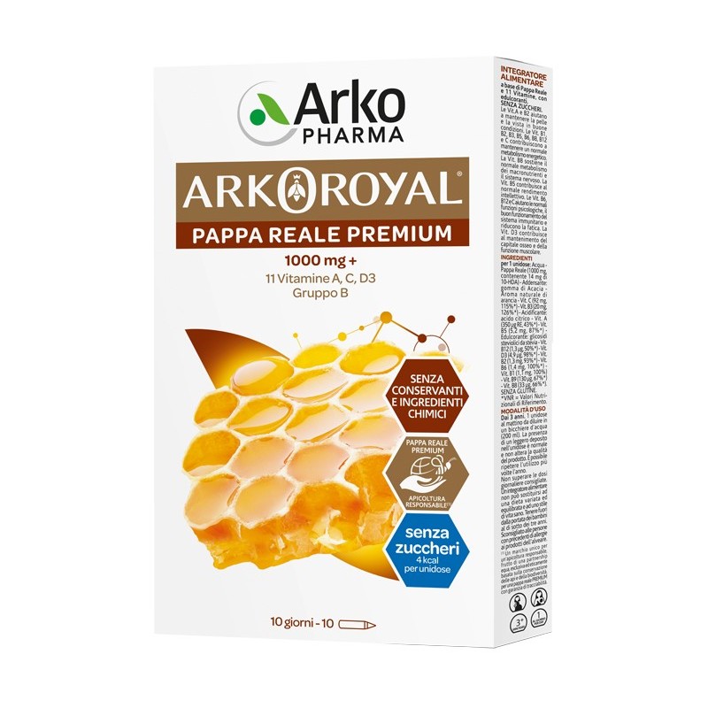 Arkoroyal Pappa Reale 1000 Mg + Vitamine Senza Zucchero 10 Fiale