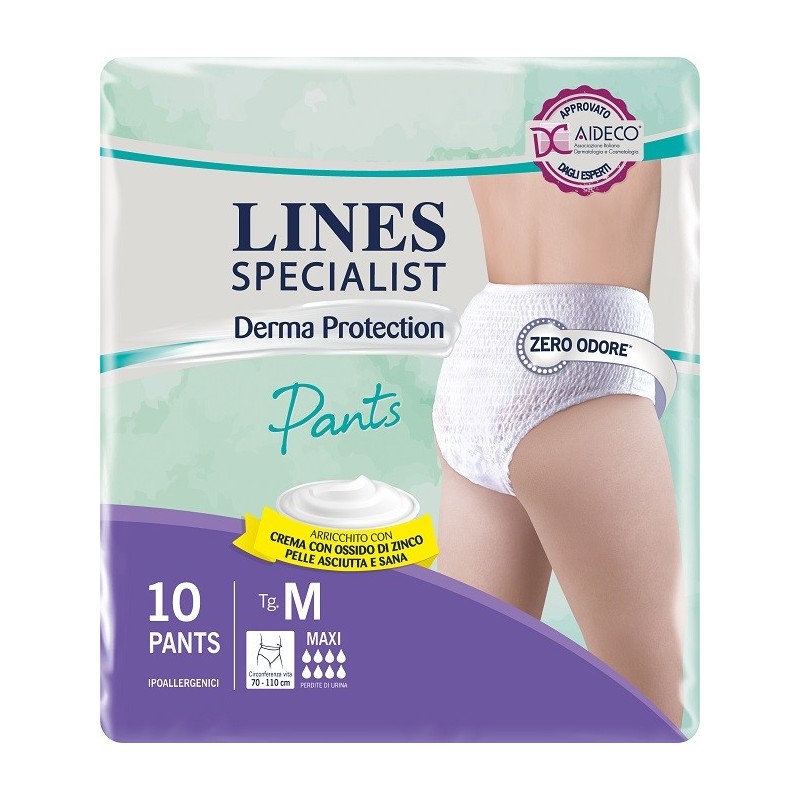 Pannolone Per Incontinenza Lines Specialist Derma Pants Maxi M 10 Pezzi