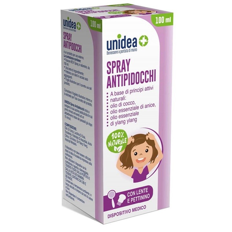 Unidea Spray Antipidocchi 100 Ml + Pettine E Lenti Inclusi