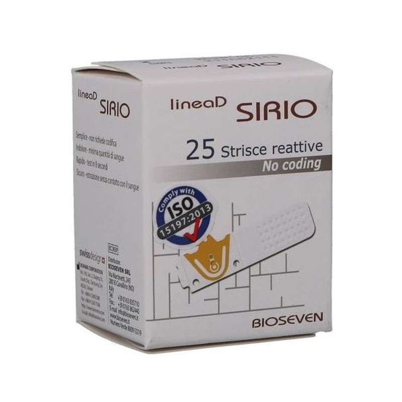 Bioseven Strisce Misurazione Glicemia Linea D Sirio 25 Pezzi