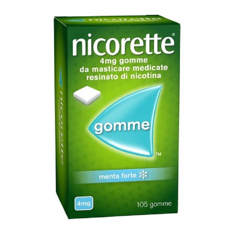 Nicorette 105 Gomme da Masticare per Smettere di Fumare Gusto Menta Forte 4MG